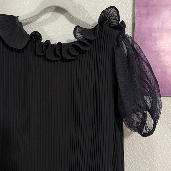 Janie and jack girls pleated dress size 8 black chiffon like new gently used - Picture 6 of 7